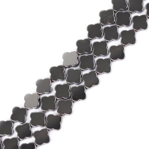 HAAMIIQII 110pcs 4mm Natural Black Hematite Loose Gemstone Beads Flat Clover Shape Spacer Stone Beads for Jewelry Making DIY Bracelets Necklaces Crafting - color: Clover Shape, size: 4mm