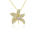 Sterling Silver Gold Plated CZ Leaf Bail Pin Pendant Fitting for Pearl Jewelry, Design Pendant Mount for Women DIY Jewelry Making