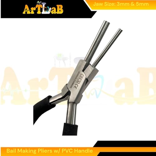 Bail Making Pliers with PVC Grip Handle | for Making S-Hooks, Ear Loops, Jump Loops, Bail, and More - German Stainless Steel ((J4A) 3 & 5mm Loops) - size: (J4A) 3 & 5mm Loops
