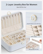 Vlando Jewelry Box Organizer for Women Girl,Lockable Jewelry Case Boxes with 2 Layers,Earrings Necklace,Rings Storage,Gift Box Packaging,Wedding Birthday Gifts Ideas Blue - color: 05.Blue