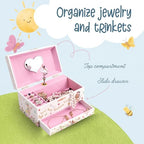 The Memory Building Co Black Ballerina Musical Jewelry Box Plays Classic Melody, Storage Organizer Music Box for Kids Ages 6-12 MDF Wood w/ 2 Fabric Lined Ring Bracelet Necklace Treasure Compartments - style: Ballerina_Black