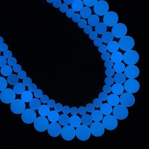 Yochus 60pcs Blue Luminous Beads，6mm Glow in The Dark Natural Stone Round Loose Beads for Jewelry Making Earring Necklace DIY Crafts - color: Blue Luminous Light Glowing, size: 6mm 60beads