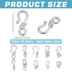 PH PandaHall 20PCS Stainless Steel S-Hook Clasps, 10 Styles S-Hook Jewelry Clasp Necklace Clasp Connectors for DIY Necklace Bracelet Pendant Purse Making Keychain Handmade Crafts Jewelry - color: Stainless Steel Color