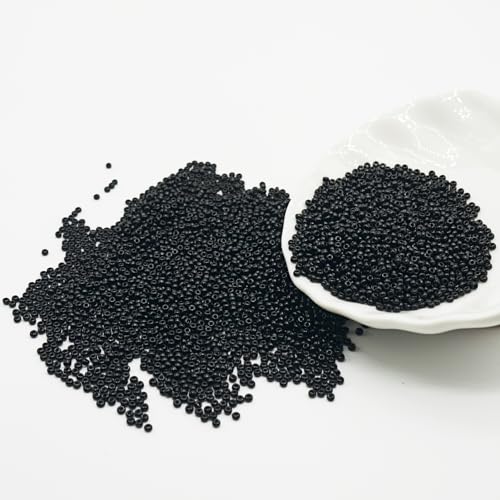 12/0 Black Tiny Glass Seed Beads Bulk, 2mm 4400 Pcs Craft Pony Beads for Jewelry Making, Friendship Bracelet, Hair Braiding, DIY Necklace Key Chain - color: Black 1, size: 2mm