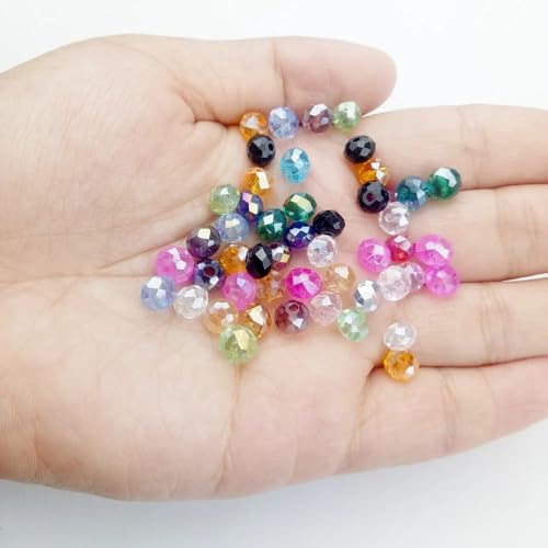 415pcs Rondelle Crystal Glass Beads 2mm 4mm 6mm 8mm Mixed Sizes, Faceted Briolette Spacer Czech Seed Loose Beads for DIY Jewelry Making (Mix 3) - color: Mix 3