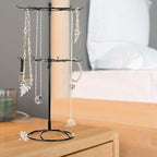 2 Tier Jewelry Display Holder,Retail Spinner Display Stand,Rotating Bracelet Storage Rack,Dressing Table,Black (2 pieces） - color: Black 2Pcs