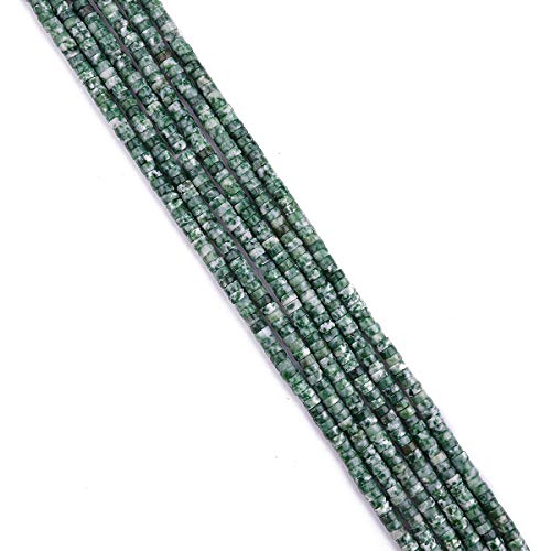 BEADIA Natural African Jade Spacer Beads Caps Loose Semi Gemstone for Beading Jewelry Making 4mmx2mm 38cm - color: African Jade, size: Round 4mm x 2mm
