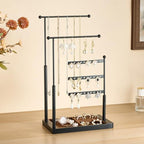 pickpiff Jewelry Organizer Holder Stand: 3 Tier Jewelry Storage Display for Necklace, Bracelet, Earring, Ring, Black & Brown - color: black & brown