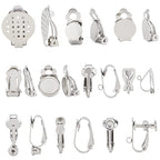 SUNNYCLUE 1 Box 36Pcs 9 Style Clip-on Earring Findings Adjustment Real Stainless Steel Screw Clip Earring Converters Findings Components for DIY Jewelry Making Crafting - color: Silver, Golden