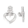 Craftdady 20 Sets Silver Heart Toggle Clasps T Bar Closure End Clasps for Bracelet Necklace Making - color: Silver, 20x13mm