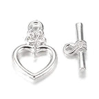 Craftdady 20 Sets Silver Heart Toggle Clasps T Bar Closure End Clasps for Bracelet Necklace Making - color: Silver, 20x13mm