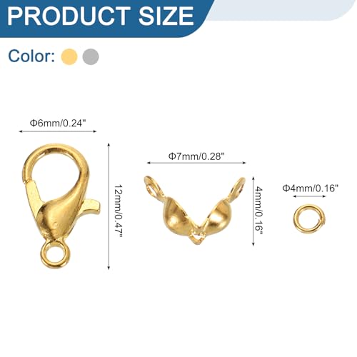 uxcell 570Pcs Jewelry Making Accessories Set with 50Pcs Lobster Claw Clasps, 400Pcs Open Rings, 120Pcs Crimp Bead Covers for Jewelry Making, Gold&Silver - color: Gold&Silver