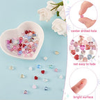 UR URLIFEHALL 100 Pcs Transparent Spray Painted Glass Beads Mixed Style Heart Spacer Beads for Jewelry Making DIY Crafts Accessories - color: 100pcs-6x6x4mm-mixed color heart glass beads