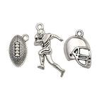 Youdiyla 60PCS Football Theme Charms Collection - Mixed Antique Silver Rugby Player Helmet Metal Alloy Pendants for Jewelry Making DIY Findings (M131) - color: Football Theme Charms
