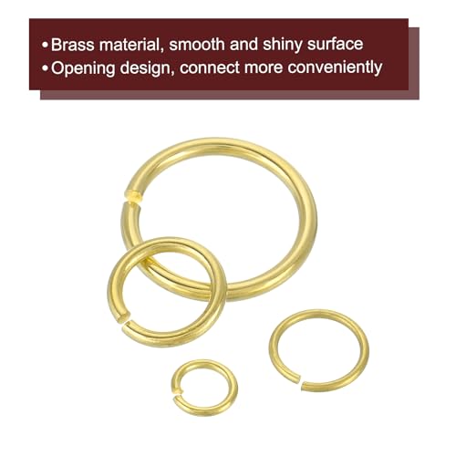 uxcell 50Pcs Open Jump Rings, 10mm/0.39" OD Brass Jump Ring Connectors 1.5mm Thick O Rings for Necklaces Bracelet Jewelry Making Keychain DIY Craft, Gold Tone - size: 10mmx1.5mm