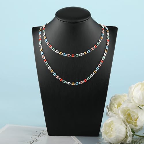 YOUBEIYEE 2 Meters Silver Plated Jewelry Making Chains Bulk Mixed Color Enamel Chain Handmade Women Necklace Bracelet DIY Jewelry Supplies Findings - color: Light Colorful