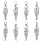 BENECREAT 8Pcs Brass Fish Charms, Gold & Platinum Sea Animal Fish Shaped Pendants for DIY Bracelet Necklace Earrings Jewelry Making - color: Platinum