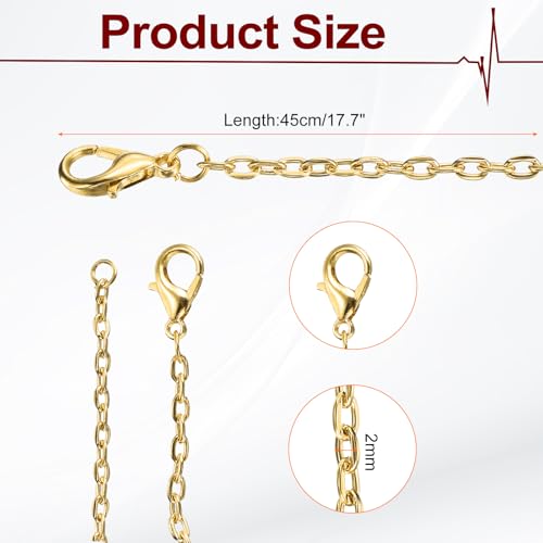 HARFINGTON 20 Pack 18 Inch Necklace Chains Bulk 2mm Gold Plated Cable Chains with Lobster Clasps for Jewelry Making - color: Gold, size: 18 Inch x 2mm