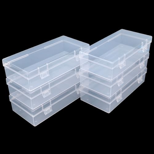 6 Pack Rectangular Clear Plastic Storage Containers Box with Hinged Lid for Beads and Other Small Craft Items (7.28 x 3.54 x 1.77 inch) - size: 7.28 x 3.54 x 1.77 inch