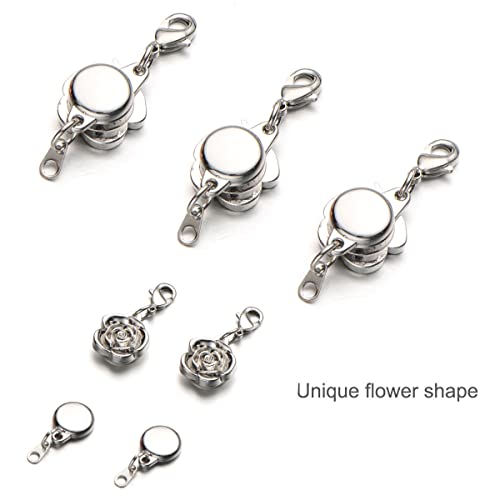 Zpsolution 12 Pieces Locking Magnetic Clasps for Necklaces and Bracelets Rose Jewelry Magnetic Clasp - color: 12 Silver
