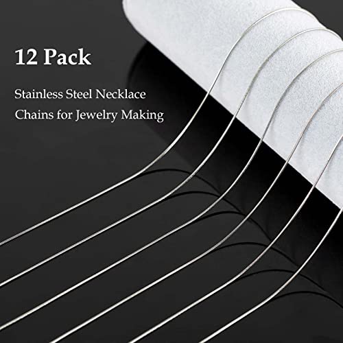 UMAOKANG 12pcs 16 Inch Snake Chain Necklace for Jewelry Making, Silver Plated Stainless Steel Chains Bulk Jewelry Making Supplies - color: Silver Snake, size: 16 Inch