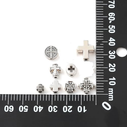 DanLingJewelry 100Pcs 10 Styles Tibetan Cross Crucifix Spacer Beads Antique Silver Religious Cross Beads for Jewelry Crafts Making Supplies - color: 100pcs - cross - 10 styles