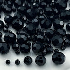 480pcs Crystal Glass Beads 3mm 4mm 6mm 8mm 10mm Round Faceted Glass Spacer Beads for Bracelets Necklace Earring DIY Jewelry Making Craft(Black) - color: Black
