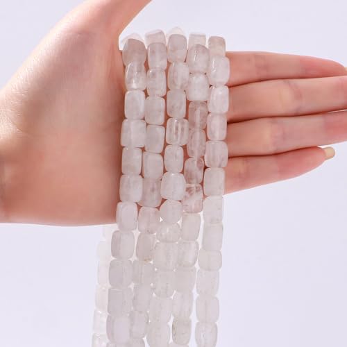 Natural Large White Crystal Cube Stone Beads 8x11mm 38cm/str Loose Semi Gemstone Stone Square Beads for Making Bracelets Necklace - color: White Crystal