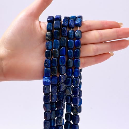 Natural Large Lapis Lazuli Cube Stone Beads 8x11mm 38cm/str Loose Semi Gemstone Stone Square Beads for Making Bracelets Necklace - color: Lapis Lazuli
