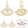 Beebeecraft 1 Box 10Pcs Evil Eye Charms Real 18K Gold Plated Small Oval CZ Stone Cubic Zirconia Pendant Charms with Jump Ring for Jewelry Making Lucky Earrings Bracelet Necklace Handmade Crafts