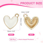 MECCANIXITY Enamel Alloy Heart Charm, Valentine Heart Pendants Love Jewelry Making Charm for DIY Necklace Bracelet Earrings Keychain - color: White