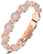 Feraco Pure Copper Bracelets for Women, 4X Ultra Strength Magnetic Bracelet with 3800 Gauss Neodymium Magnets & Dazzling Austrian Cut Crystals Stone, Adjustable Jewelry Gift - style: Sparkle Sphere - Rose Gold
