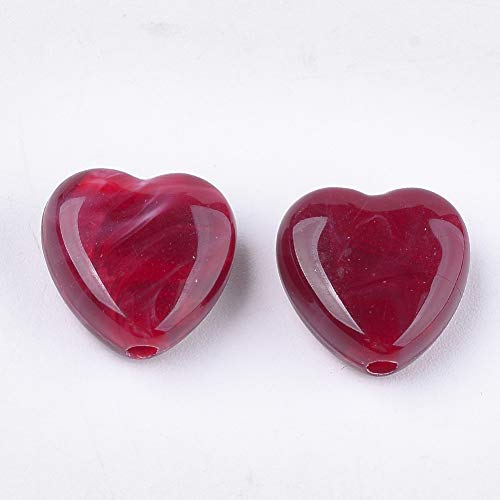 Ipotkitt 20 Pcs Acrylic & Imitation Gemstone Heart Shaped Beads Colorful Love Heart Spacer Beads for DIY Bracelet Necklace Jewelry Making Crafts - color: 20pcs-Imitation Gemstone Heart-14x14x7mm