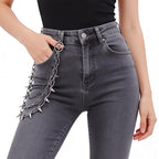 Layered Punk Pants Chain for Men Women, Gothic Hip Hop Jean Chain Wallet Chain Biker Trouser Chain, Goth Emo Fashion Keychain Accessories - color: 3L-Black Rivet