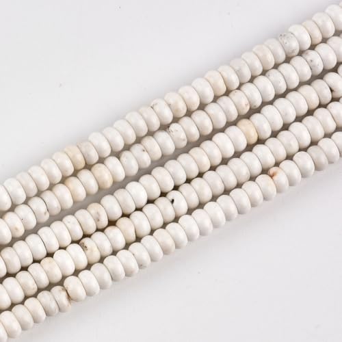 170pcs 4x2mm Natural White Turquoise Disk Rondelle Spacer Stone Semi Precious Gemstone Loose Beads for Jewelry Making 15 Inch - color: White Turquoise