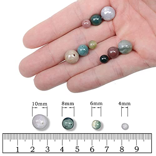 AD Beads Natural Gemstone Round Loose Beads 15" for Bracelet Necklace Earrings Jwelery Making Crafts DIY (4mm, Indian Agate) - color: Indian Agate, size: 4mm