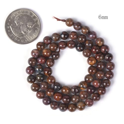 Natural Pietersite 6mm Gemstone Round Loose Beads Strand for DIY Bracelet Necklace Jewelry Making Bead - color: Pietersite, size: 6mm