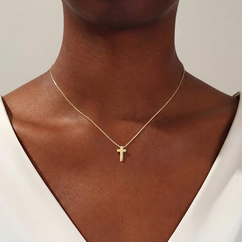 Carffordo Gold Plated Necklaces for Women - Dainty Layered 14K Gold Plated Stack Paperclip Rope Cuban Toggle Link Chain Choker Necklace Set Chunky Trendy Jewelry Gift - style: Cross