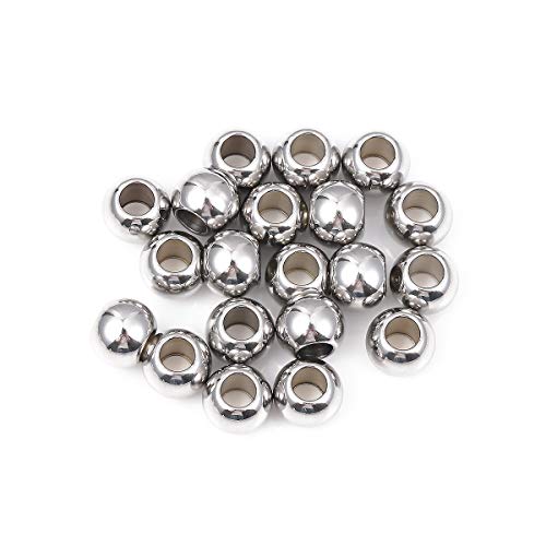BEADIA Stainless Steel Spacer Beads 10x8mm Round Loose Charm Caps Beads for DIY Jewelry Making 20pcs with 4.5mm Hole - color: 10x8mm 4.5mm