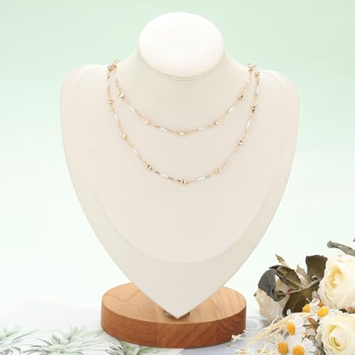 KYUNHOO 4 Meters Satellite Beaded Chain for Jewelry Making White Oil Drip Chain Link Gold Plated Brass Chain Spool for Women Making Jewelry Crafting Finding Supplies - color: Stick White