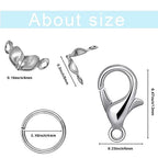 1000PCS Jewelry Making Accessories Set, 100 Lobster Claw Clasps 300 Crimp Beads Crimp Beads Clasps Caps 600 Open Jump Ring Connectors for DIY Bracelet Necklace Crafts Jewelry Making(Platinum) - color: Platinum