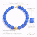 Mchic Colorful Beaded Choker Necklace for Women: Boho Large Square Acrylic Beaded Necklace Stainless Steel Adjustable Surfer Beach Strand Necklaces Summer Handmade Jewelry Gift for Women - color: Blue