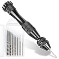 LEOBRO Hand Drill for Resin Molds, 12 cm Black Pin Vise with 10 PCS Steel Drill Bits (0.8-3mm), for Drilling Holes in Epoxy Resin, Polymer Clay, Wood, Making Jewelry Keychain Pendant - color: B-black