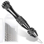 LEOBRO Hand Drill for Resin Molds, 12 cm Black Pin Vise with 10 PCS Steel Drill Bits (0.8-3mm), for Drilling Holes in Epoxy Resin, Polymer Clay, Wood, Making Jewelry Keychain Pendant - color: B-black
