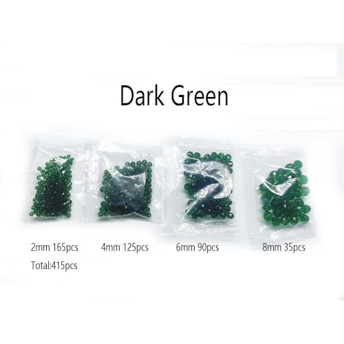 415pcs Rondelle Crystal Glass Beads 2mm 4mm 6mm 8mm Mixed Sizes, Faceted Briolette Spacer Czech Seed Loose Beads for DIY Jewelry Making (Dark Green) - color: Dark Green