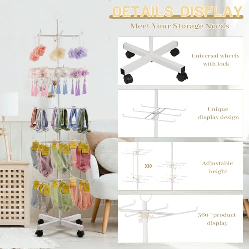 Flenpptly Retail Display Stand Rotating Display Rack 5 Tier Spinning Display Stand for Craft Shows, Jewelry, Keychain, Earring Adjustable Height Retail Display Racks (5-Tier White) - color: 5-Tier White