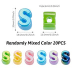 Beadthoven 20pcs Big Letter S Beads Large Hole Bubble Alphabet Acrylic Beads Charm Iridescent Plastic S Shape Loose Chunky Spacers for Jewelry Making Bracelet Necklace Keychains Shoelaces Crafts - color: S