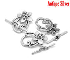 JGFinds Lily Flower Toggle - 10 Silver Bracelet Clasps Sets, DIY Jewelry Making Supplies