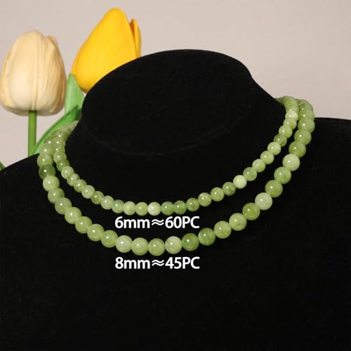 8mm Green Olivine Natural Stone Beads Round Loose Beads for Jewelry Making Yochus DIY Beads Bracelet Necklace - color: Green Olivine, size: 8mm