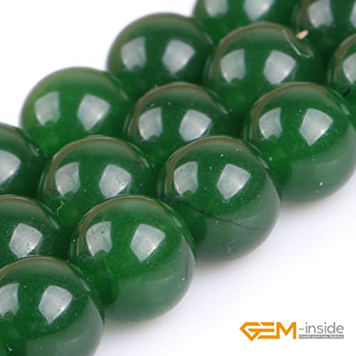 GEM-Inside Natural 12mm Green Taiwan Jade Gemstone Loose Beads Round Crystal Energy Stone Power for Jewelry Making 15" - color: Green Taiwan Jade, size: 12mm